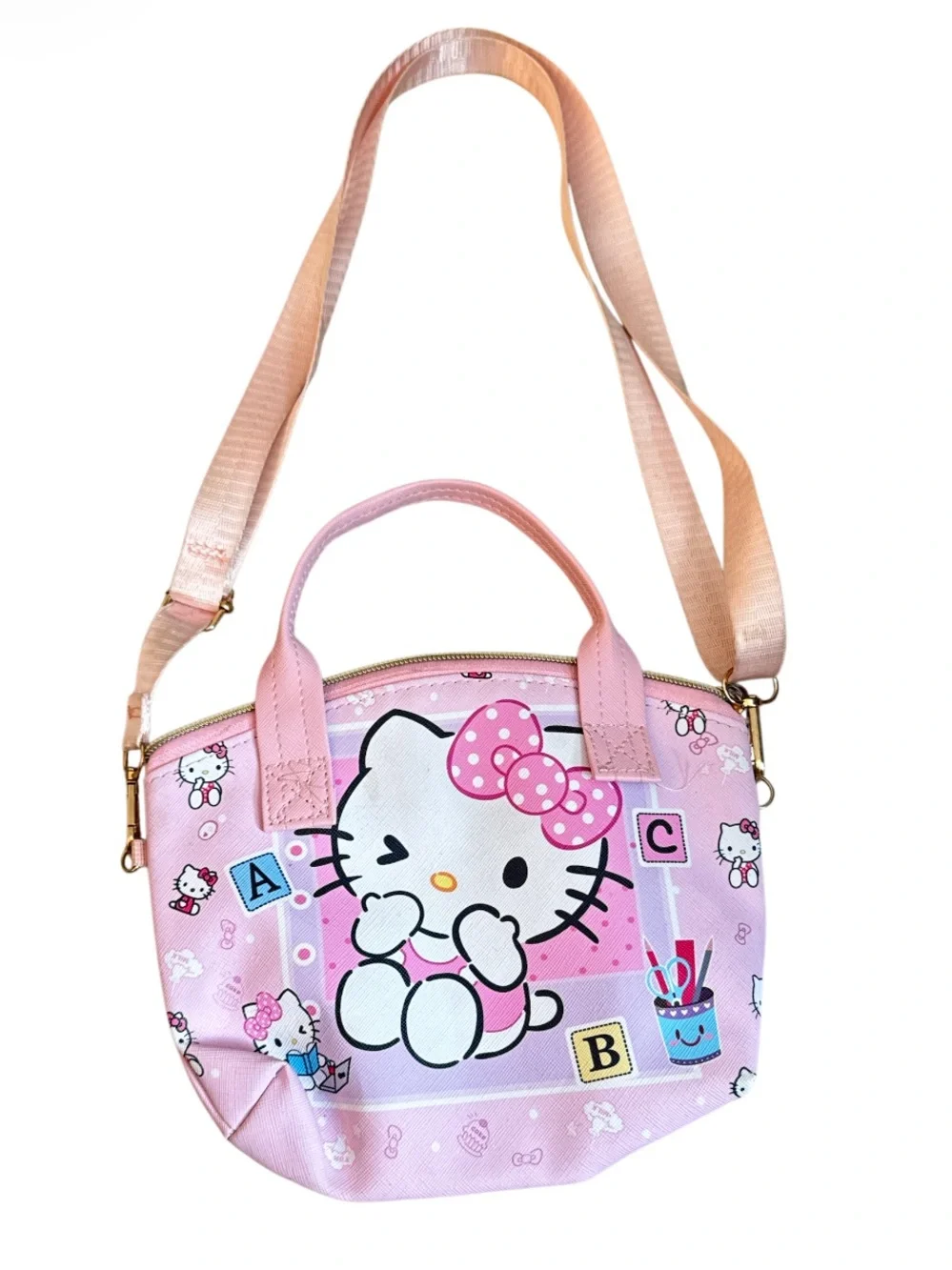 Hello Kitty Pink and Peach Mini Shoulder Tote Cute